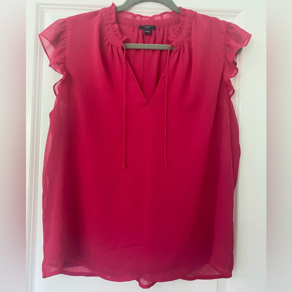 Women's Ann Taylor Factory Pink Ruffled Top